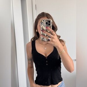 Dynamite Black Buttoned Tank Top